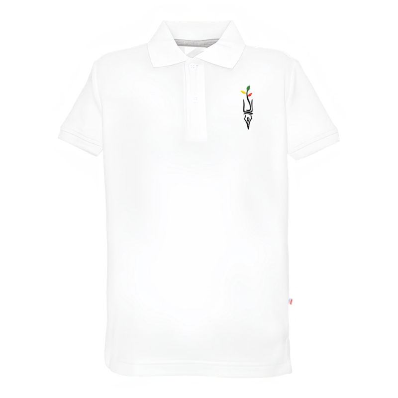 Baltos polo marškinėliai vaikams su apykakle ir išsiuvinėtu emblemos logotipu