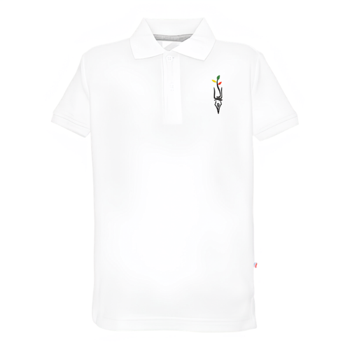 Baltos polo marškinėliai vaikams su apykakle ir išsiuvinėtu emblemos logotipu